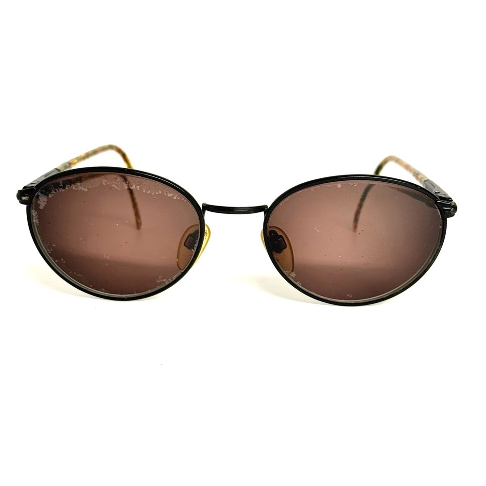 Echo Vintage Oval Sunglasses Black Metal Multi Color Confetti Frame Italy M1065‎